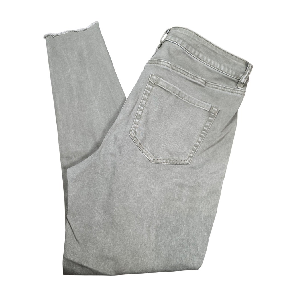 Lane Bryant Super-Stretch Ankle Jeans Olive Green Raw Hem Skinny Pants Size 14